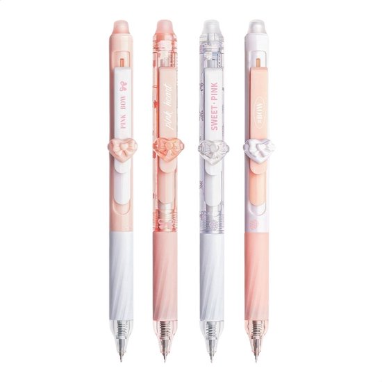 Ainy - Coffret de stylos effaçables Hartjes 4 pièces | Stylos effaçables au design unique pour trousse ou étui à crayons | Coffret cadeau de stylos à bille à dessin idéal pour enfants et adultes