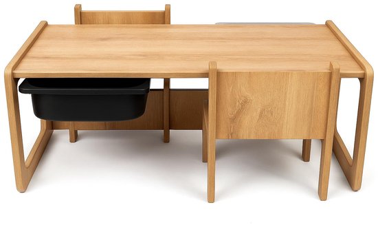 Freeon houten kindertafel - speeltafel met stoeltjes beer - wit met beuken - Meubels kopen? | Korting tot 38