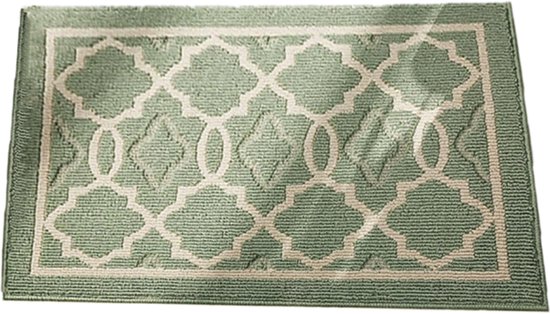 Deurmat binnen - 50x80 cm - Schoonloopmat binnen - droogloopmat binnen - vloermatten voor binnen - Badmatten - Antislipmat - Polypropyleenvezel - Groen - Wasbaar - TPR antislip - voor binnen of buiten