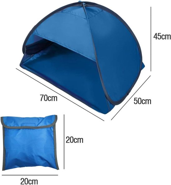 Strandzonwering - direct zonwerende luifel - met opklapbare luifel - automatische schaduwtent - voor kamperen , vissen , wandelen , picknicken - draagbare beschutting - winddicht en waterdicht - met telefoonhouder - blauw - 70*50*45 cm van Merkloos — afbeelding 5