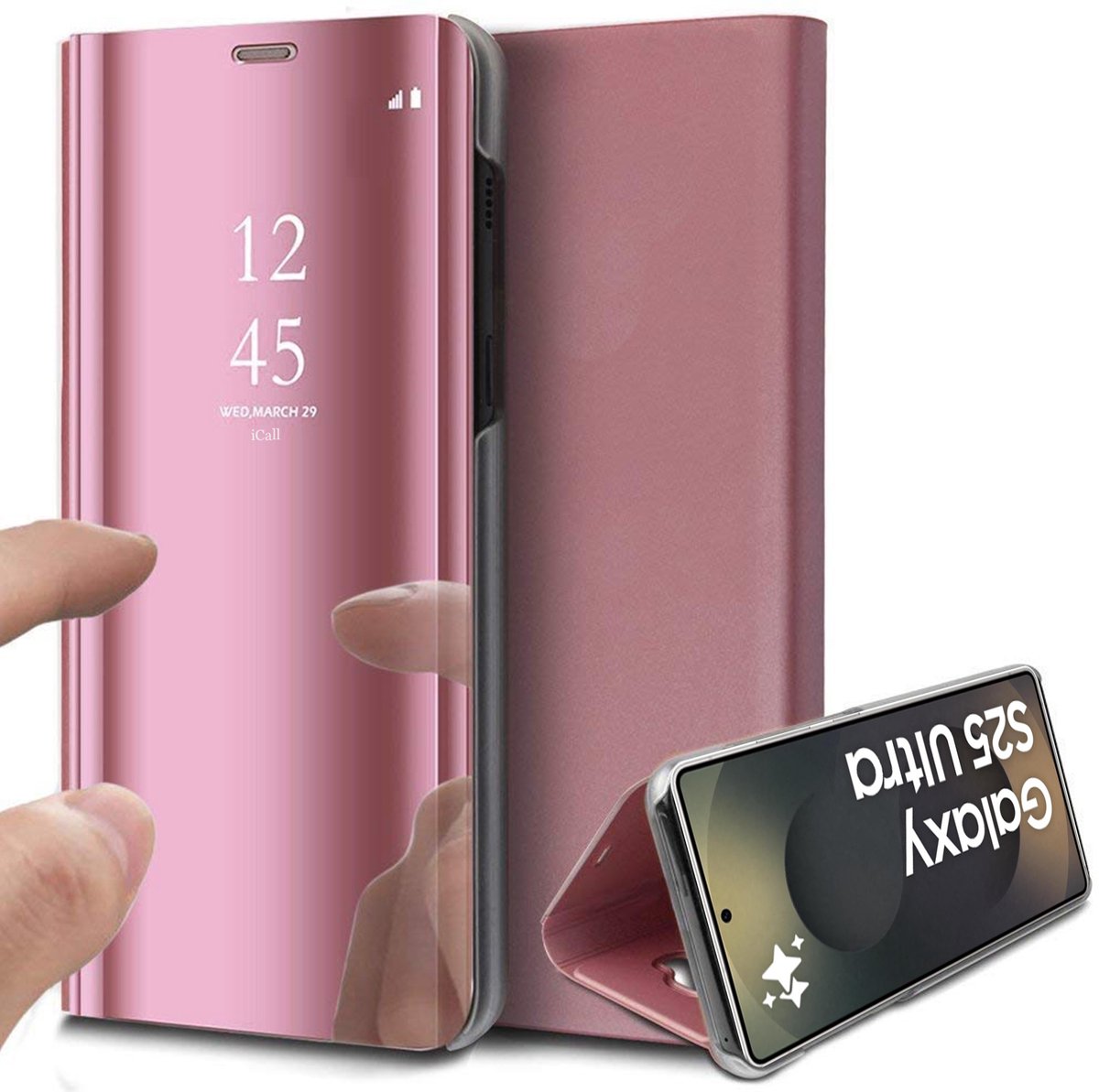 Hoesje geschikt voor Samsung Galaxy S25 Ultra - Spiegel Book Case Rosegoud