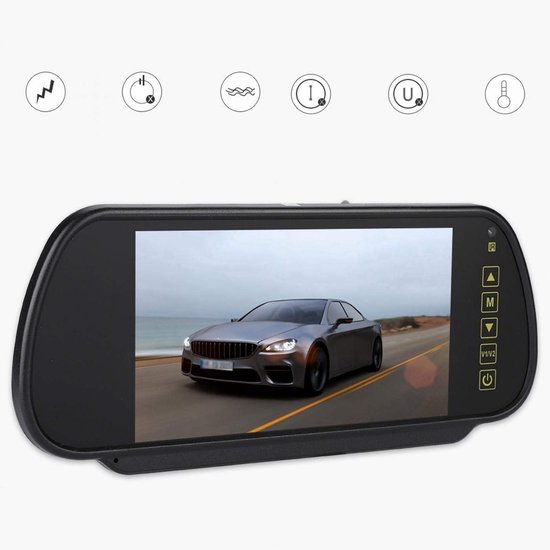 Moniteur Écran LCD 7 Pouces Pour Rétroviseur De Voiture/Camion – HD 800x480 – Entrée AV Pour Caméra De Recul – Universel 9-26V