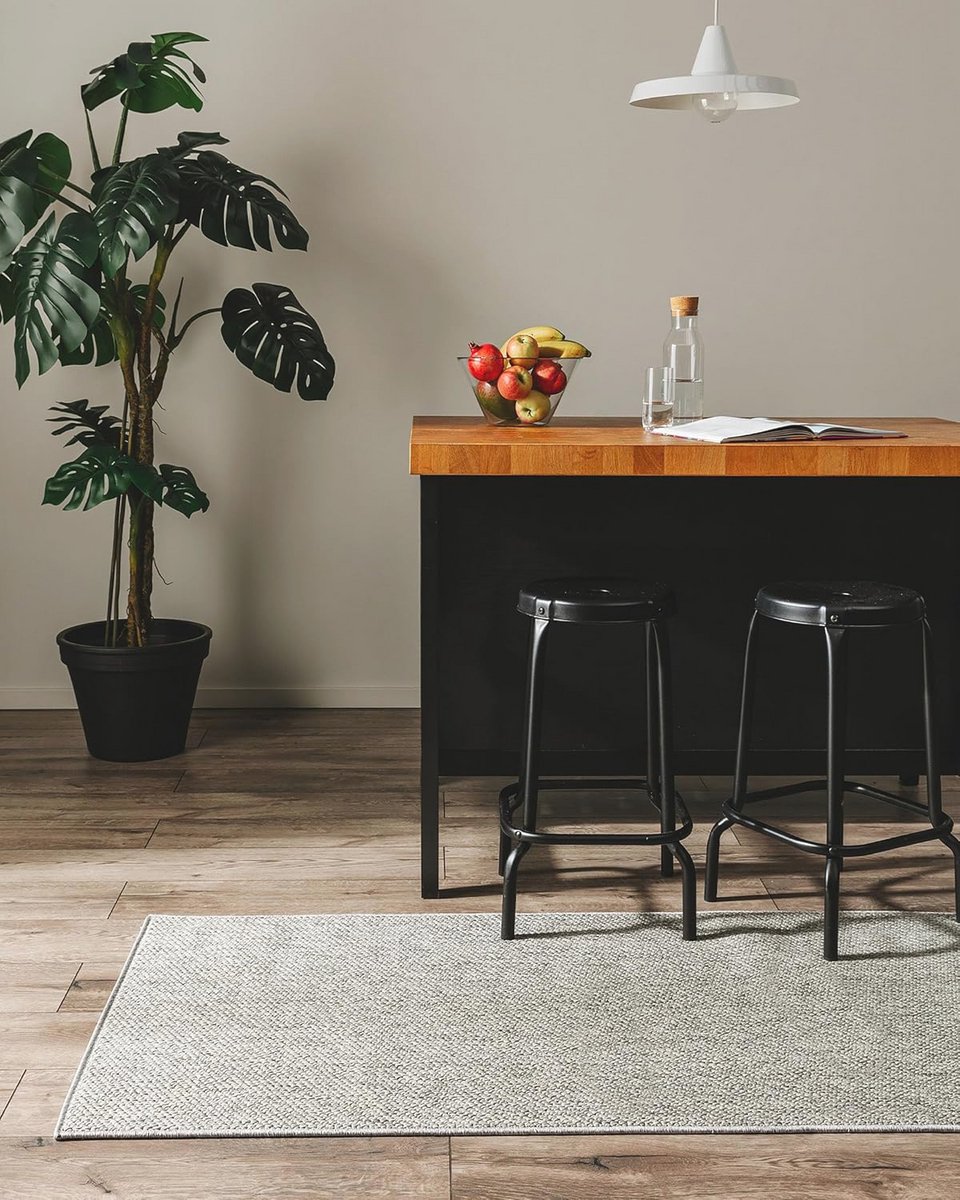 Weerbestendig en UV-bestendig Boho Jute-Look Tapijt voor Binnen en Buiten - Duurzaam en Robuust voor Terrazzo, Tuin en Keuken