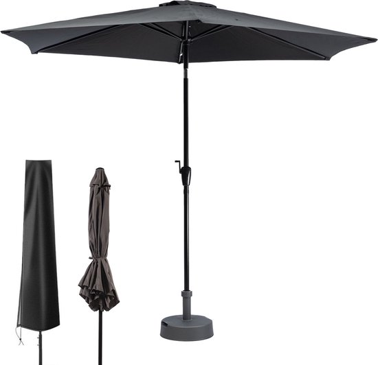 MaxxGarden Stokparasol – tuin en balkon parasol – opdraaisysteem – 300 cm – Zwart – Incl. Parasolhoes
