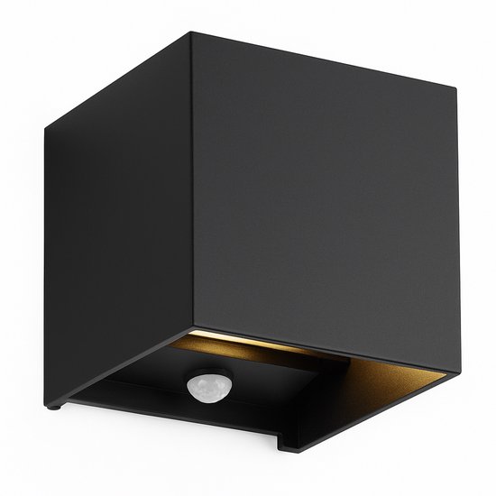 Luminize Buitenlamp met bewegingssensor - Wandlamp met sensor - 2700K - 10x10x10cm - 12W - Zwart - LED