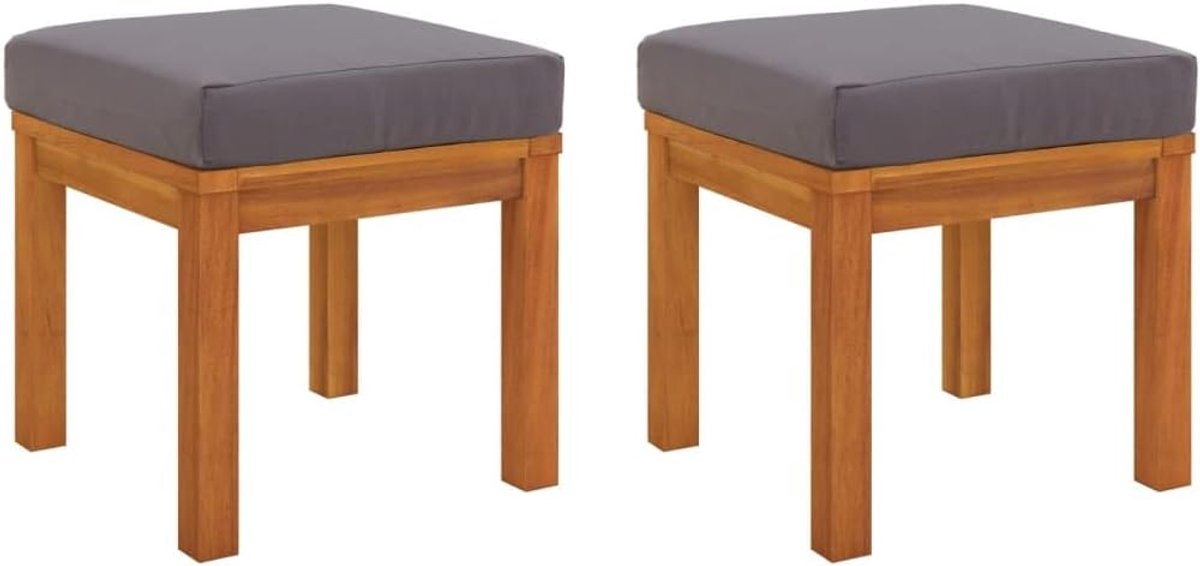 Tuinkrukjes met kussens 40x40x42 cm - Massief Acaciahout Voetenbank, Poef en Zitplaats voor tuin en terras