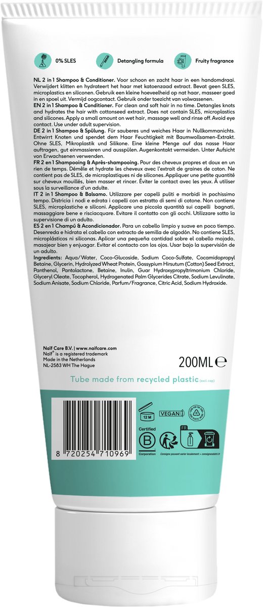 Naïf - 2-in-1 Shampoo & Conditioner - 200ml - Kinderen - met Natuurlijke Ingrediënten van Naïf — afbeelding 2