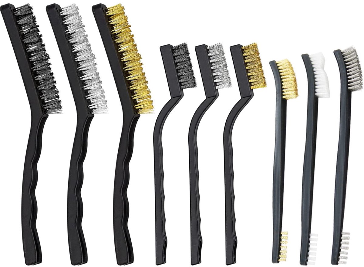 Ibenzoa® Reinigingsborstelset met Roestvrijstalen, Messing en Nylon Borstels voor Diverse Oppervlakken (9 stuks)
