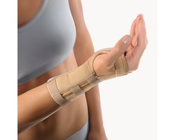 BORT Polsbrace Beige – Met Aluminium Spalk – Rechts of Links – Geschikt voor Carpaal Tunnel Syndroom ,RSI en Artrose – Verstelbare Polssteun – Medische Brace – Maat M - Rechts
