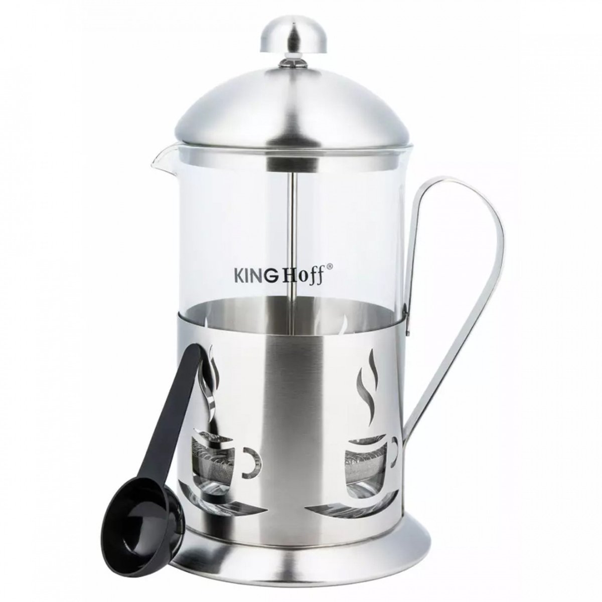 Kinghoff - French Press - 600ml - Roestvrij Staal - Glas - Vaatwasmachinebestendig