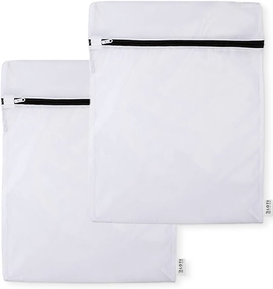 Set de 2 grands Sacs à linge Loti Living – 60 x 90 cm – Sac à linge pour Beddengoed, Handdoeken et Vêtements – Filet à linge pour machine à laver – Wit