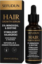 Sefudun Luxe Hair Growth Serum – 5% Minoxidil & Biotine – Stimuleert Haargroei – Voor Mannen & Vrouwen – Natuurlijk & Zonder Parabenen – 60ml