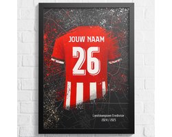 Eindhoven Voetbal Poster - Gepersonaliseerd met jouw naam - Voetbal Shirt Poster - Landskampioen 2024/2025 - A2+ Formaat 43,2 x 61 cm