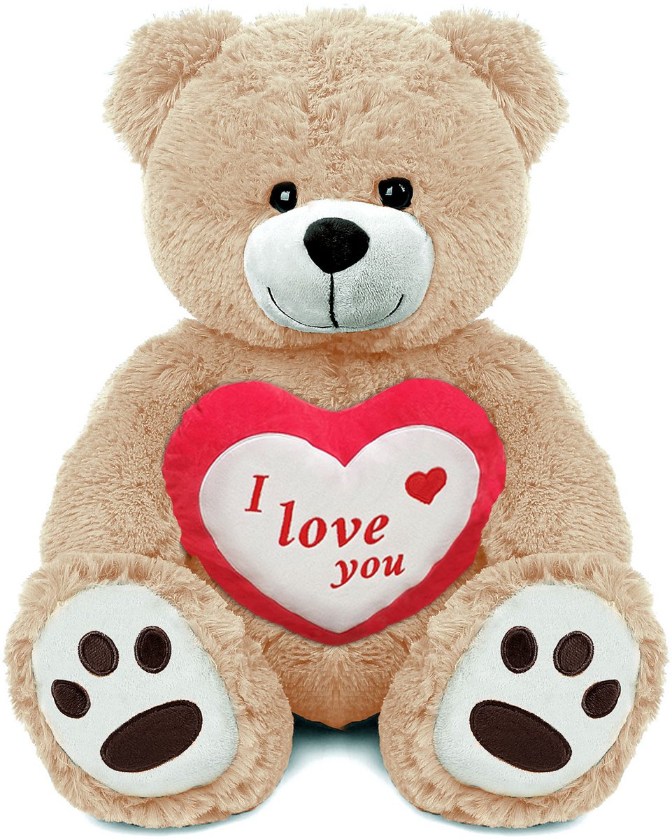 Teddybeer Barry met I Love You Hart Pluche Knuffel XXL 100 cm - Liefde Love Teddybeer - Valentijnsdag Cadeautjes Man Vrouw - Knuffelbeer Valentijnsdag - Ik hou van jou - I Love You - Heart Plush Toy
