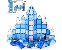 Magnetic Tiles - Magnetisch Speelgoed - Magnetische Tegels - Educatief & Constructie - Montessori - 42 Stuks - Bouwstenen - Bouwblokken - Voor 3, 4, 5, 6, 7, 8, 9 Jaar - Bouw je Magna Wereld - Kinderen - Olvy