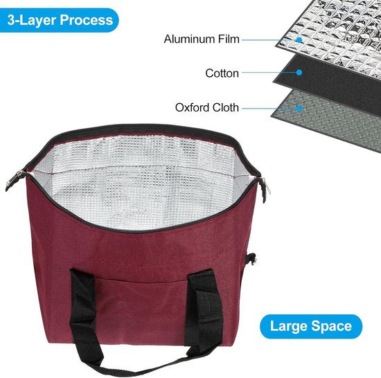 Opvouwbare koeltas -15L - Multifunctionele geïsoleerde PEVA-koeltas - Boodschappentas - Picknicktas - Isolatie zak - voor BBQ , vissen , buitenactiviteiten - 47*29*30 cm - rood van Merkloos — afbeelding 3