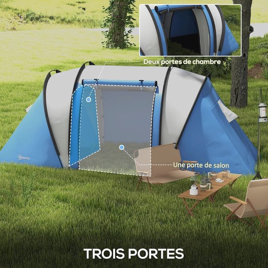 Familietent voor 4-5 Personen - Waterdichte Campingtent met 2 Slaapkamers, Eenvoudige Installatie en Optimale Ventilatie — afbeelding 5