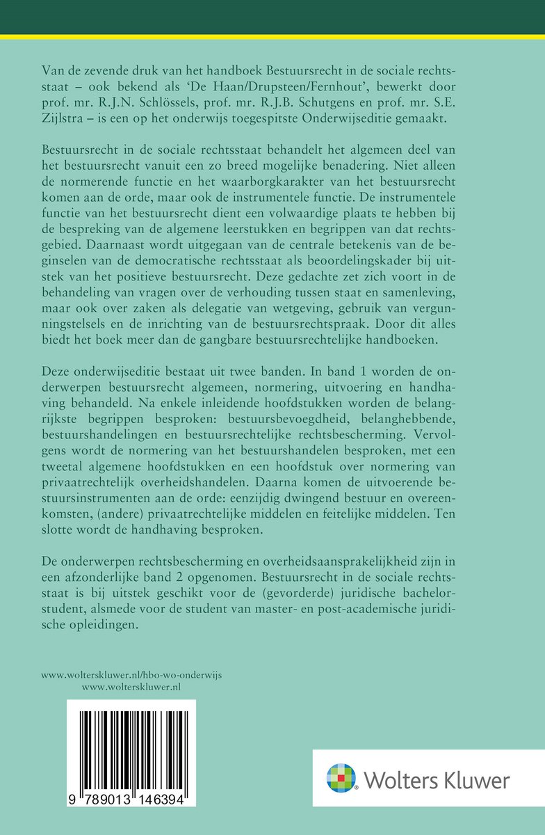 Onderwijseditie Bestuursrecht in de sociale rechtsstaat 2. Rechtsbescherming, Overheidsaansprakelijkheid - back cover