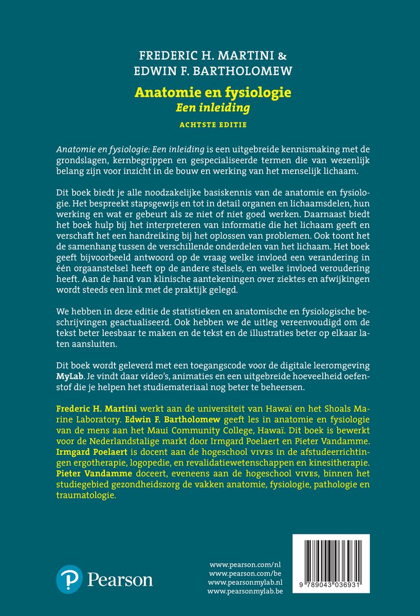 Anatomie en fysiologie, 8e editie met MyLab NL - back cover