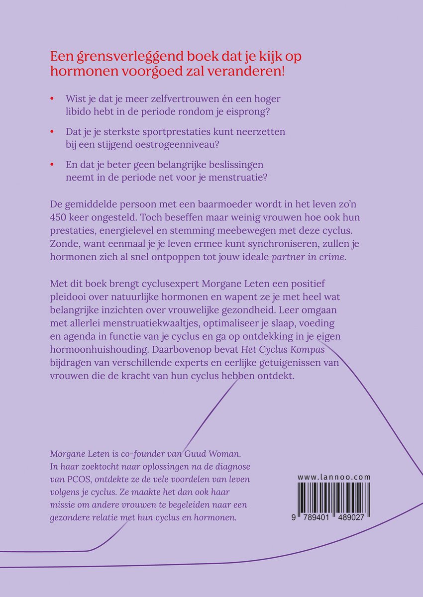 Boekomslag met de titel 'Een grensverleggend boek dat je kijk op hormonen voorbeeld zal veranderen!' in het rood en paarse lijnen.