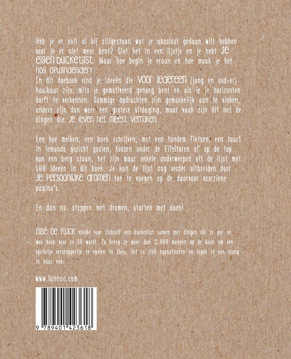 Het Bucketlist boek - back cover