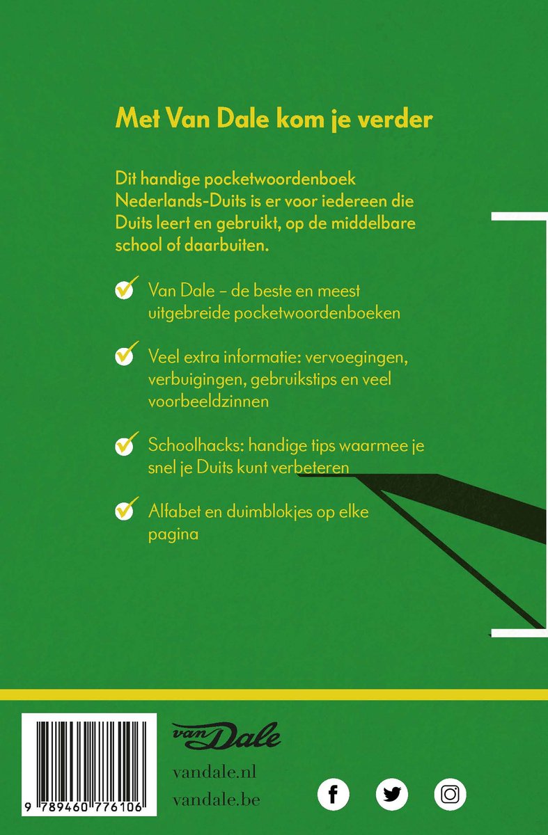 Van Dale Pocketwoordenboek Nederlands-Duits - back cover