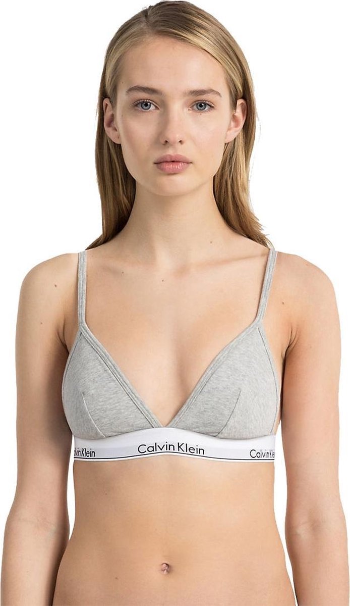 Calvin Klein - Dames - Modern Cotton Triangle BH Top - Grijs - XS | bol.com