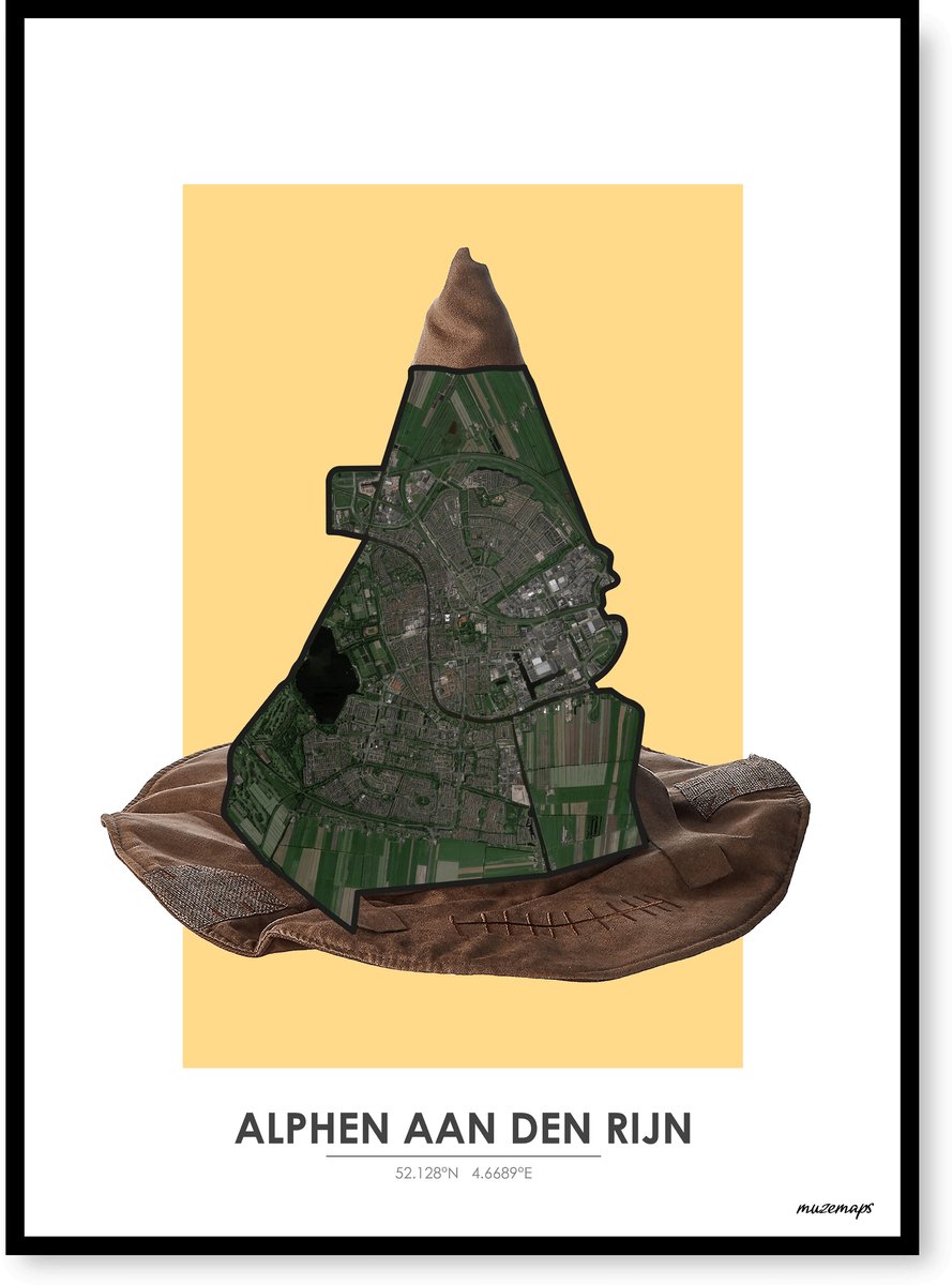 Poster Alphen aan den Rijn - Handgemaakte stadskaart - Pop-Art Design - B2 (50 x 70 cm) - MuzeMaps