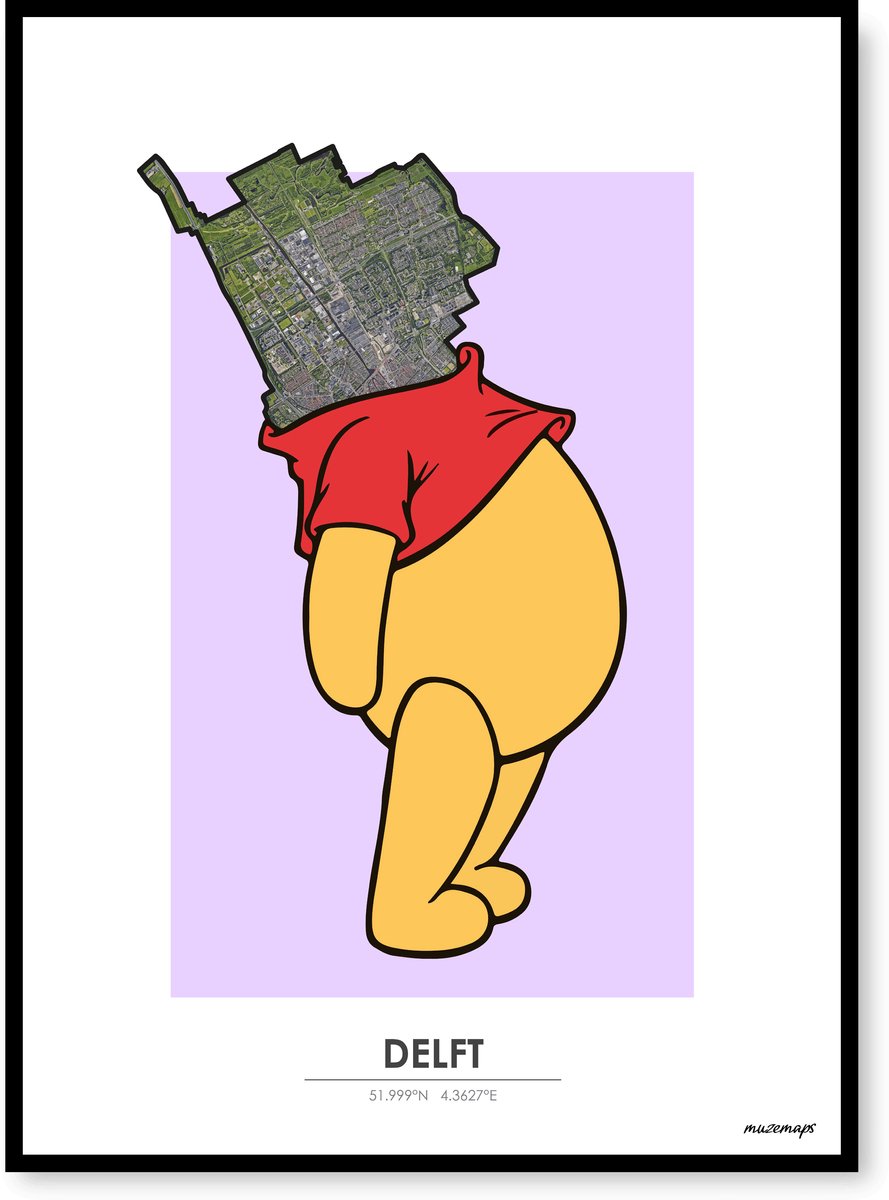 Poster Delft - Handgemaakte stadskaart - Pop-Art Design - B2 (50 x 70 cm) - MuzeMaps