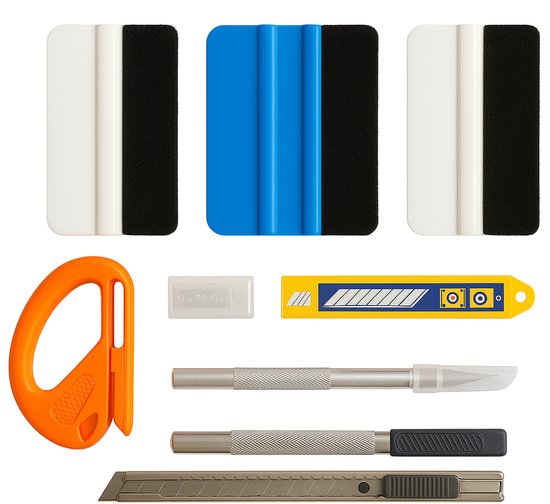 RAMBUX® - Wrap Set Auto & Raamfolie – 16-delige Set - Rakel & Mesje voor Plakfolie
