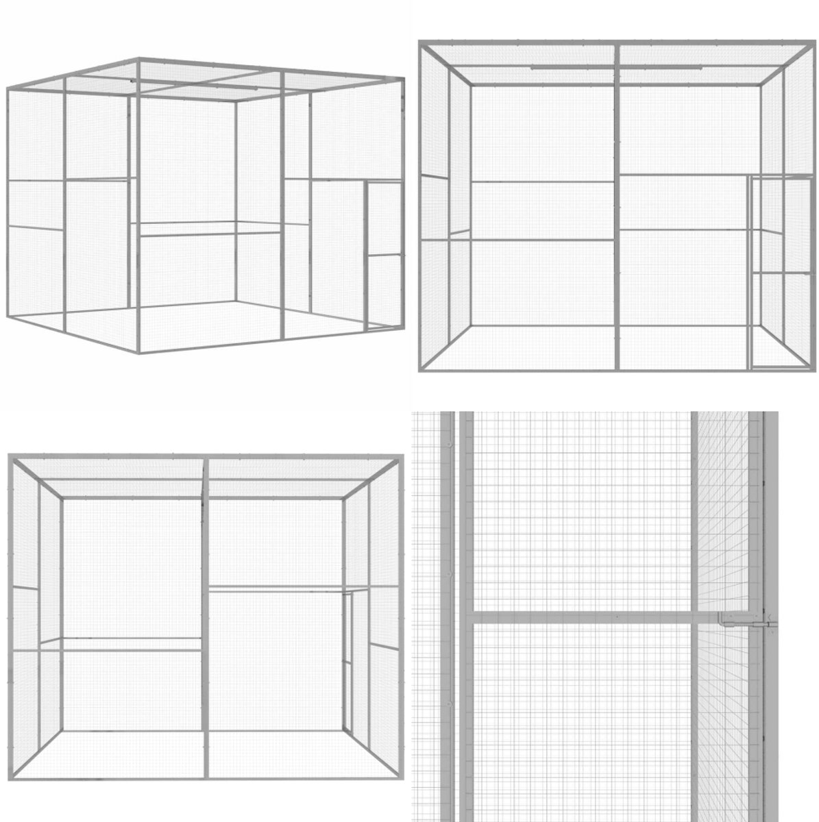 vidaXL Kattenkooi 3x3x2,5 m gegalvaniseerd staal – Kattenkooi – Kattenkooien – Kooi – Kooien