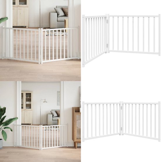 vidaXL Hondenhek inklapbaar 6panelen 300cm massief vurenhout bruin eik, hondenhekje, veiligheidshekje, honden hek, veiligheidshek, babyhekje