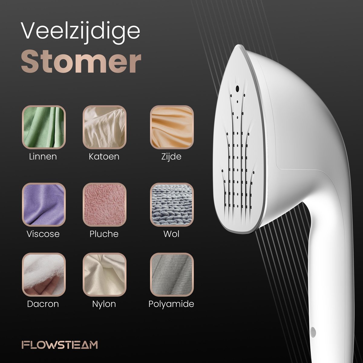 FLOWSTEAM® PRO Kledingstomer - Handstomer - Stoomreiniger - Stoomapparaat Kleding - 150 Minuten Stomen - 2.5M Snoer - Wit — cadeau in Wonen & Interieur - foto 8