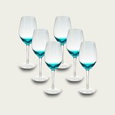 Arca ICE - verres à vin en verre 440 ml - Set de 6 verres - subtil dégradé bleu clair - craquelé au fond
