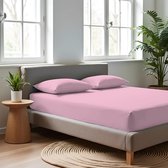 Saphira - Jersey Hoeslaken - Strijkvrij - Rondom Elastiek - Rekbaar - 30 cm Hoekhoogte - 100% Zachte Brushed Katoen - 180x200/220 +30cm - Roze