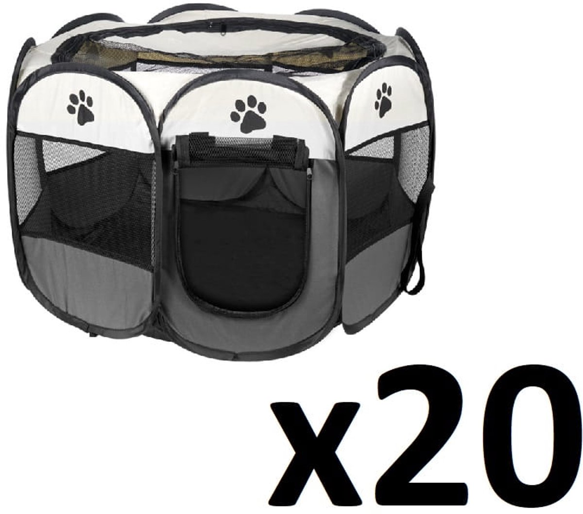 Voordeelverpakking van 20 - Opvouwbare Hondenbox / Kattenren / Puppyren / Dierenkooi - 74x74x43 cm - Grijs