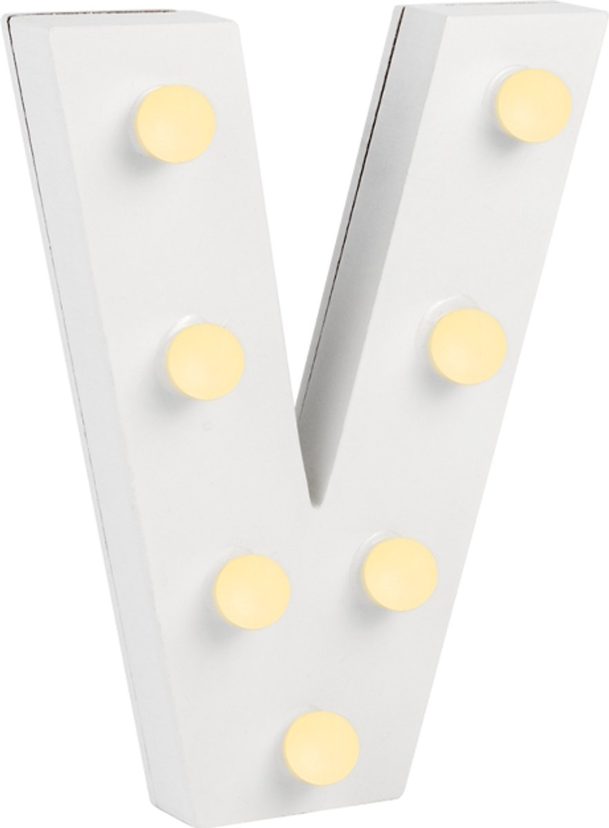 Paper dreams Verlichting | LED Letter | Letter V | Afmeting: 16x11cm Wit