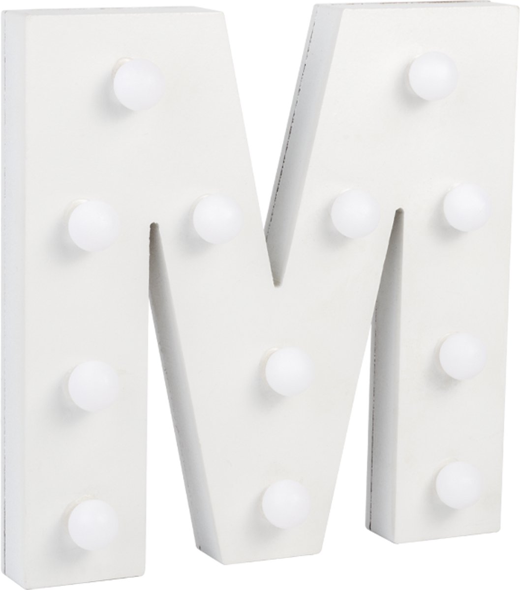 Paper dreams Verlichting | LED Letter | Letter M | Afmeting: 16x11cm Wit