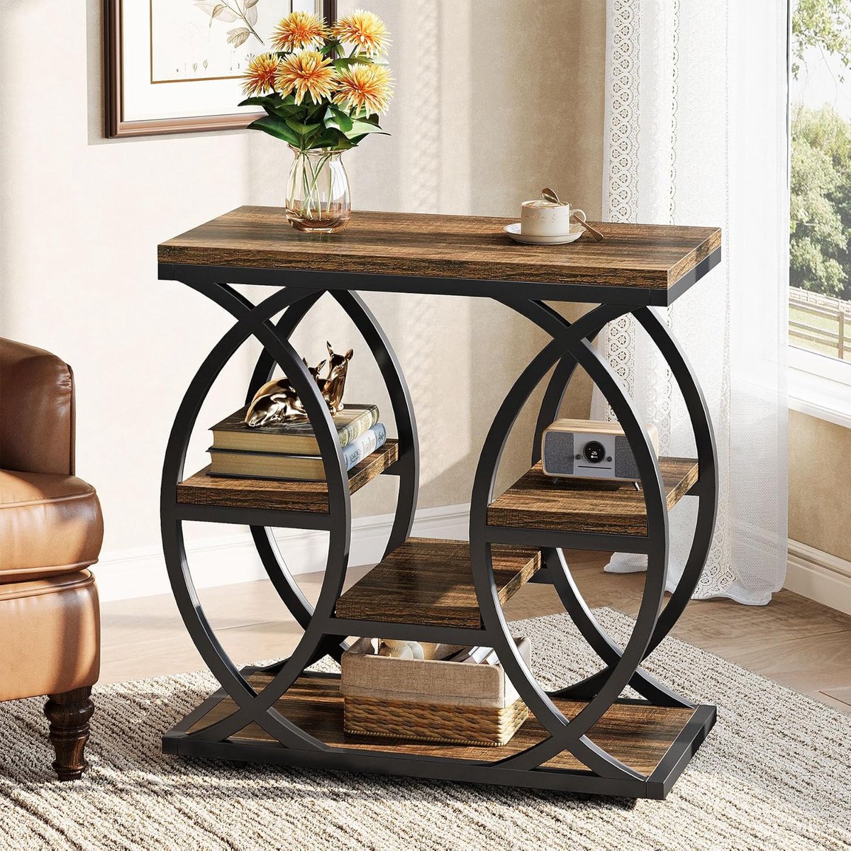 Tribesigns Bijzettafel - 4-Shelf Sidetable - 60x30x60cm - Eindtafel - Bijzettafel - voor Woonkamer, Slaapkamer, Entree - Bruin thumbnail 3