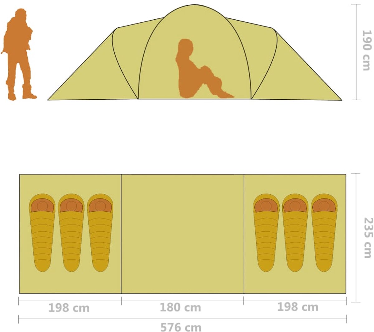 vidaXL - Tent - 6-persoons - blauw - en - geel – foto 4