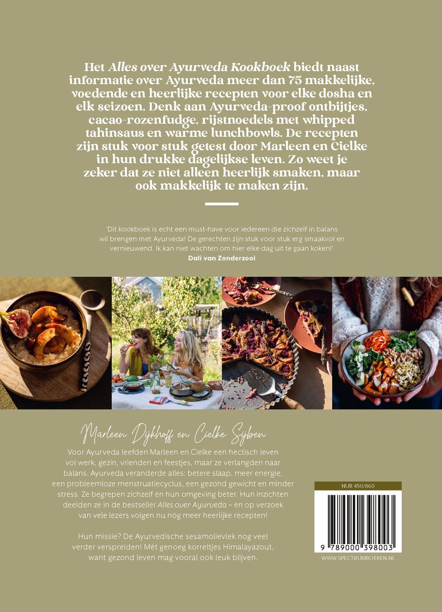 Alles over Ayurveda kookboek - back cover