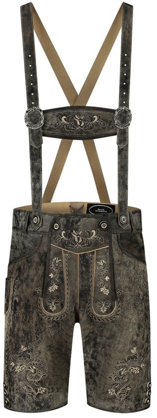 Oktoberfest Lederhose Deluxe Leather Short - Grijs Antique - Taille 56