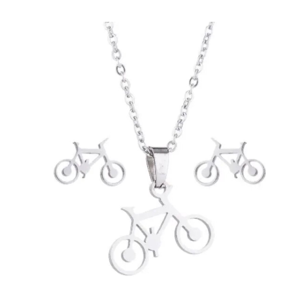 SportPresent® - Sieradenset - Fiets - Oorbellen - Ketting - Wielrennen - Sieraad - Hanger - Kado - Wielrennen - Fietsen - Sport - Teamkado - Sportsieraad