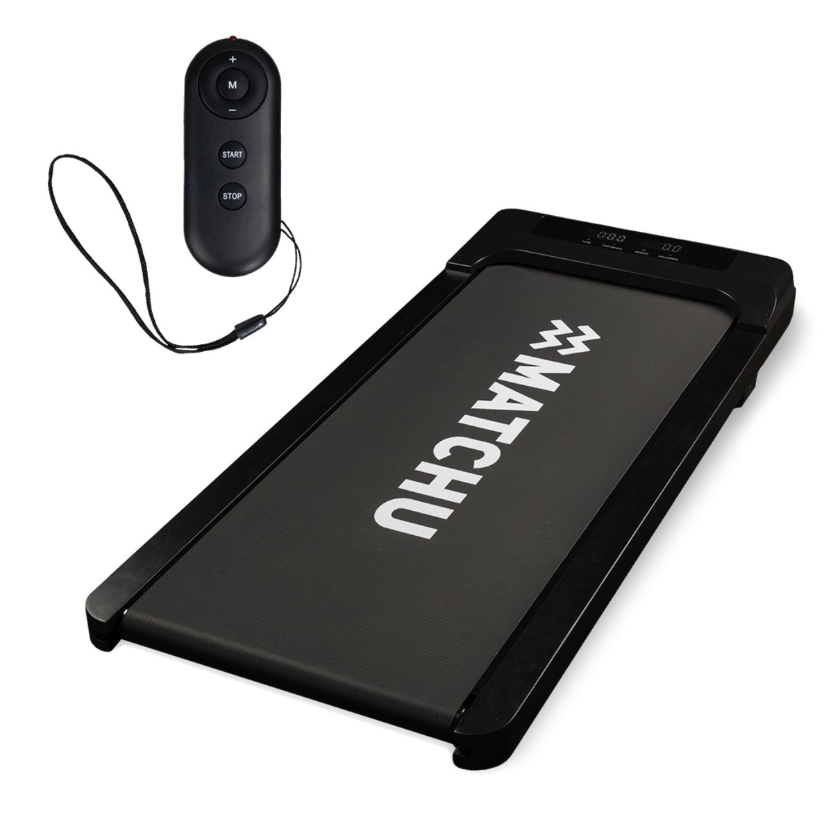 MATCHU - Walking Pad - Wandelband - Mini loopband voor thuis of kantoor - 1 t/m 8 KM/U - Zwart - Stevige houten behuizing - Met afstandsbediening