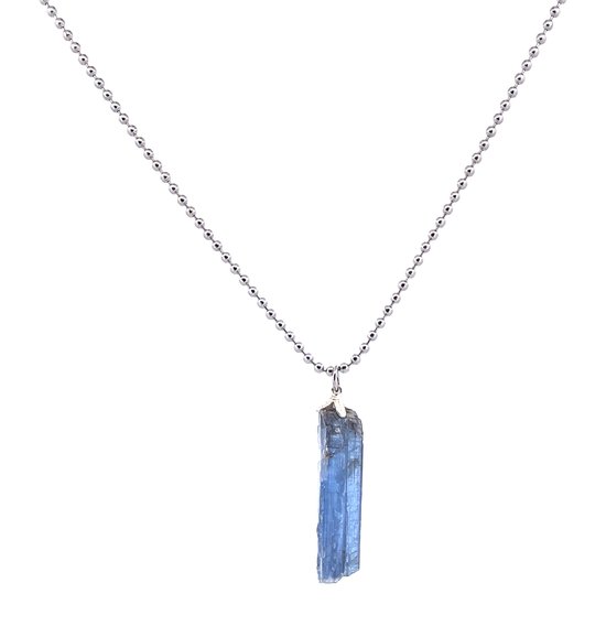 IbizaMen KIDS - Collier Garçons - chaîne à billes en acier inoxydable - kyanite brute - 60 cm