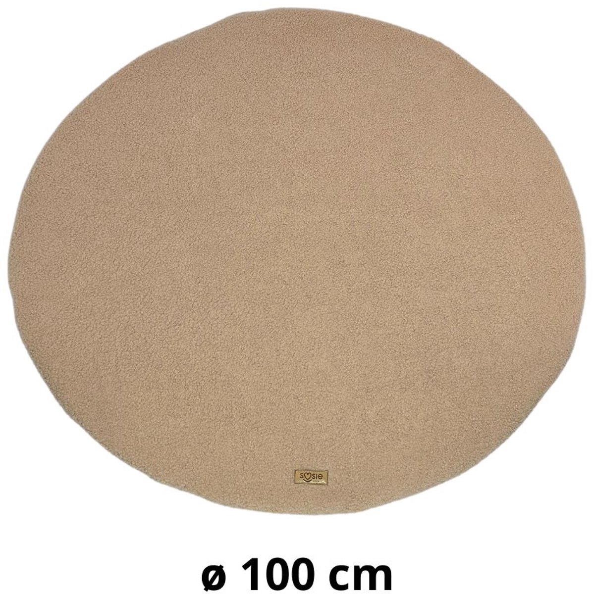 Soosie Teddy Boucle Speelmat ø100 cm – Luxe Baby Speelkleed – Rond – Zachte Activiteitenmat voor Baby's – Beige/Bruin