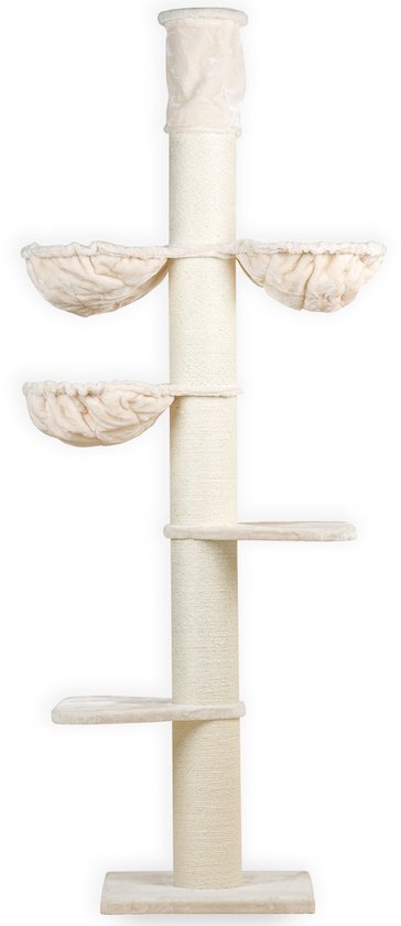 Krabpaal Plafondhoog voor Grote Katten Maine Coon Tower Plus Crème Beige van RHRQuality
