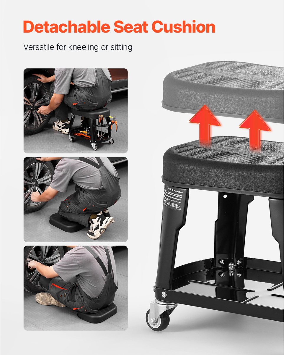 Autobest - Tabouret De Mécanicien Réglable 38-52 Cm - 5 Roulettes Pivotantes 85091681
