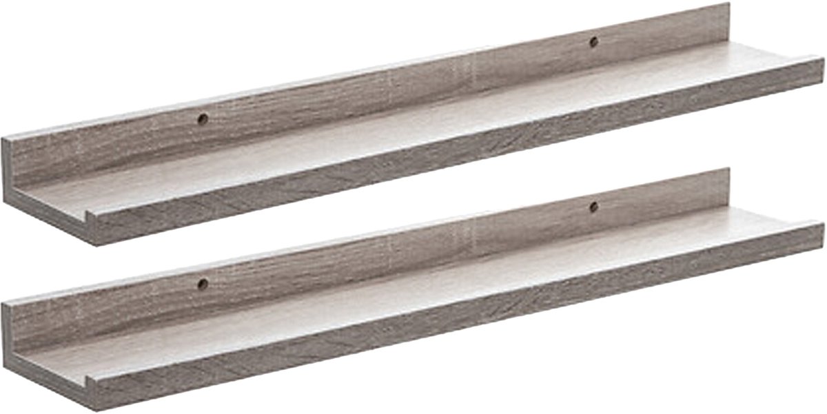 5Five® Five foto wandplank Fixy - 4x - beige - eiken hout look - 58 x 10 x 4 cm
