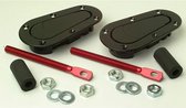 AutoStyle Set universele Racing Plus Flush motorkaphaken/-pins - zwart + rood aluminium pins